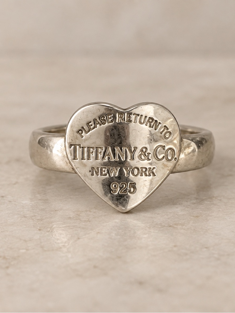 Tiffany & Co. Sterling Silver Heart Tag Ring Return to Tiffany Vintage 2000s